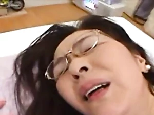 Chinese Chesty Glasses Grandmother internal ejaculation 63years