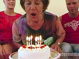Couple has making love close to a grown up grandmother