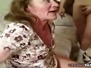 Grandmother Group sex Relative to Facial Jizz flow