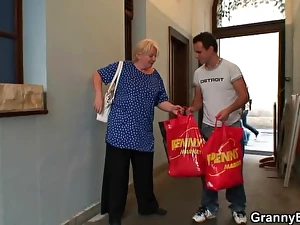 Order about blonde grannie satiates youthfull wean away from